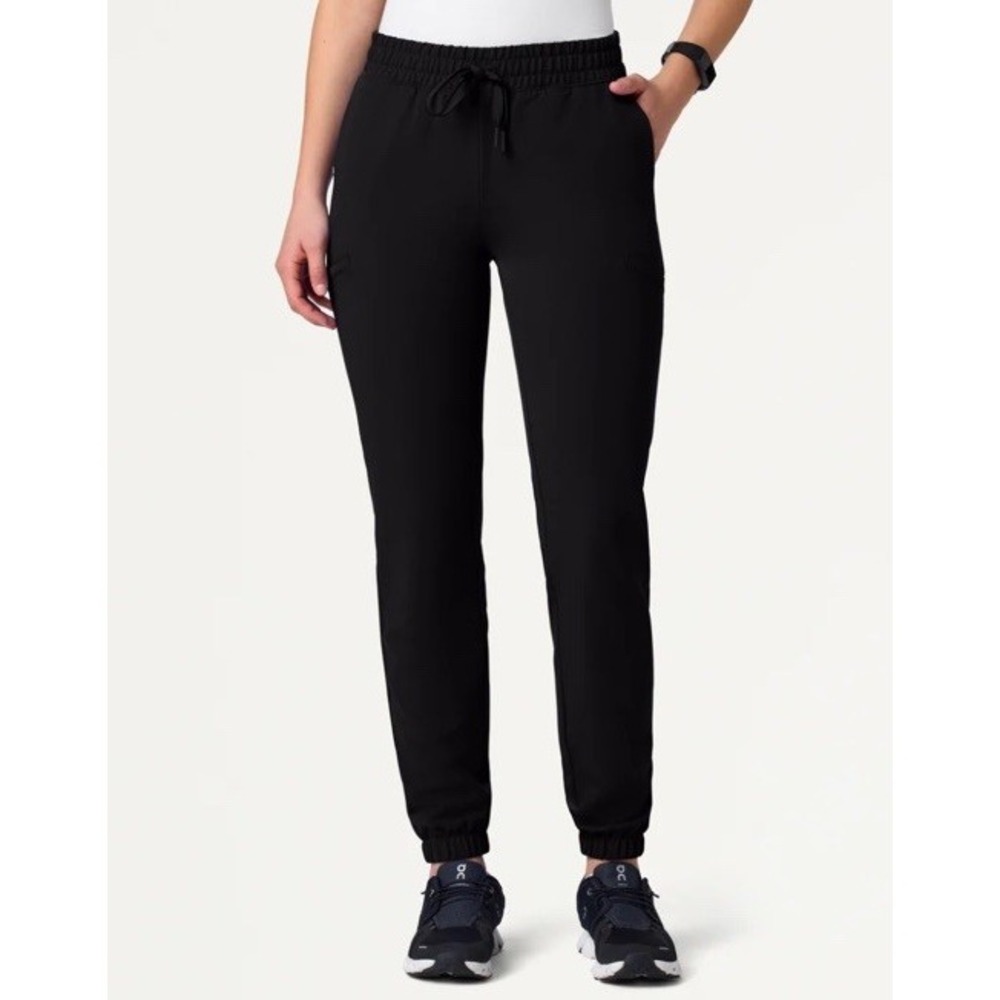 Jaanuu Womens Black Jogger Scrub Pants J95178P Petite Large LP Drawstring Cargo
